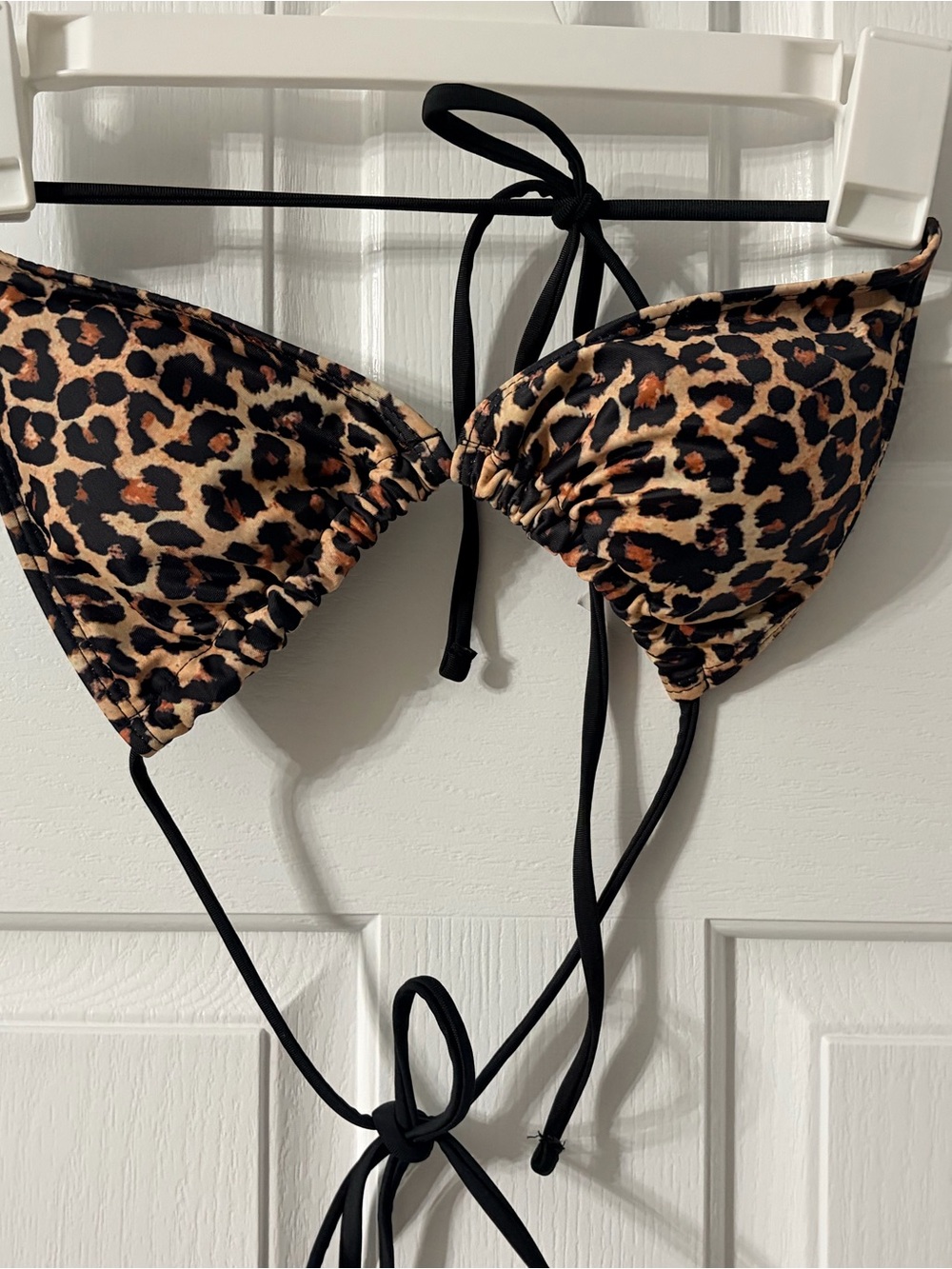SHEIN Leopard Print Triangle Bandeau Top - Black & Tan